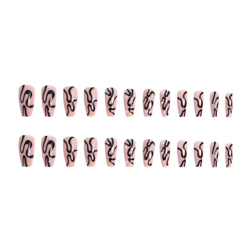 Artificial nails with creative lines design Bowlift