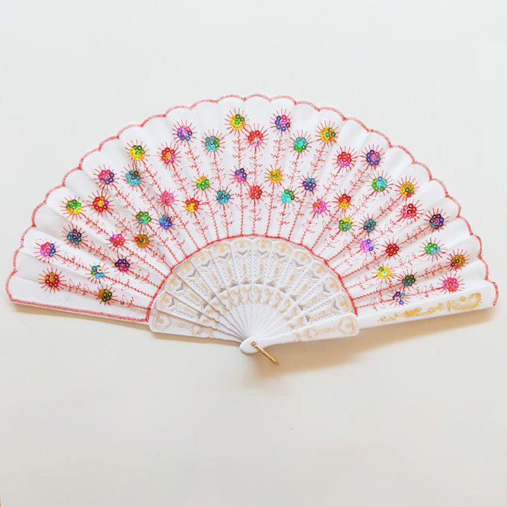 Women's high-quality lace fan with artistic floral motifs Bowlift