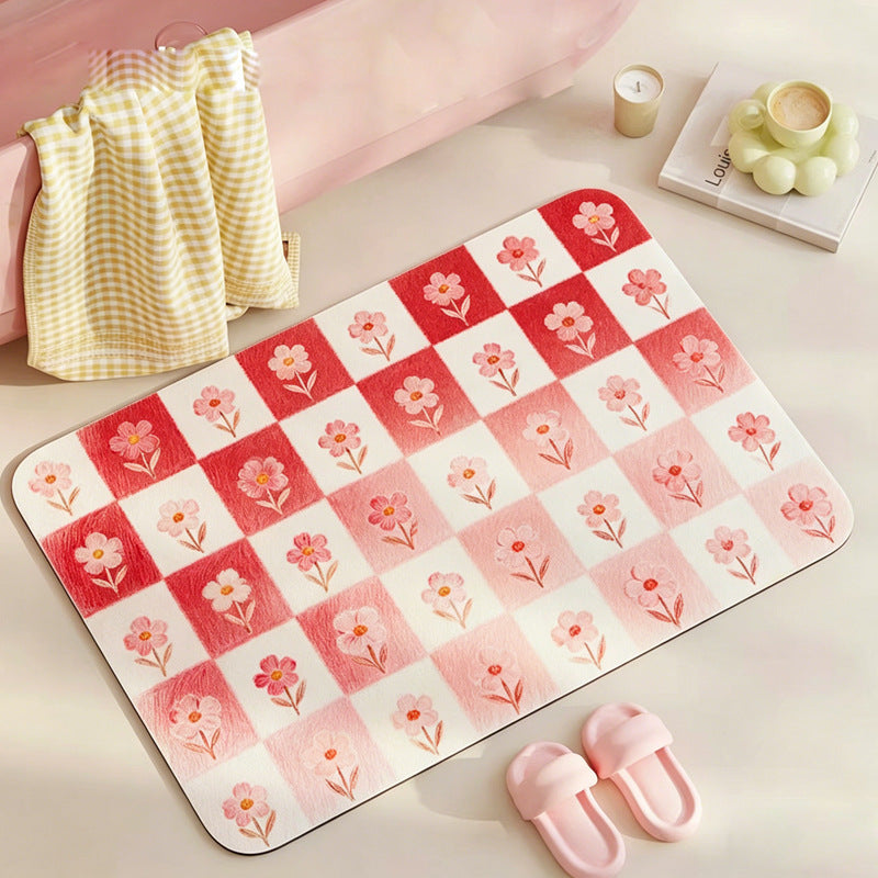 Floral Print Bath Mat Bowlift