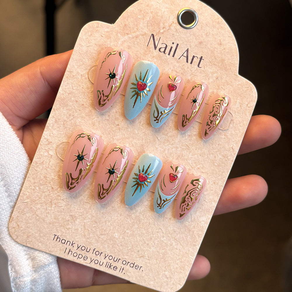 Artistic Floral Embellished Press-On Nail Set Bowlift
