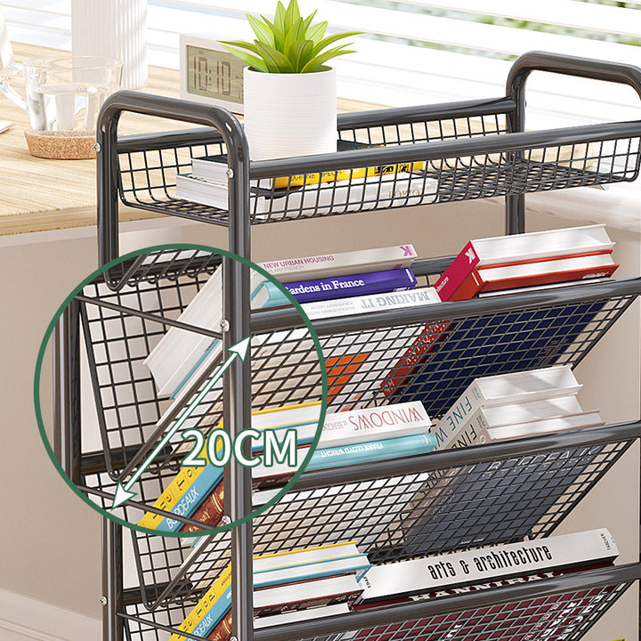 Rolling Metal Book Storage Rack Bowlift