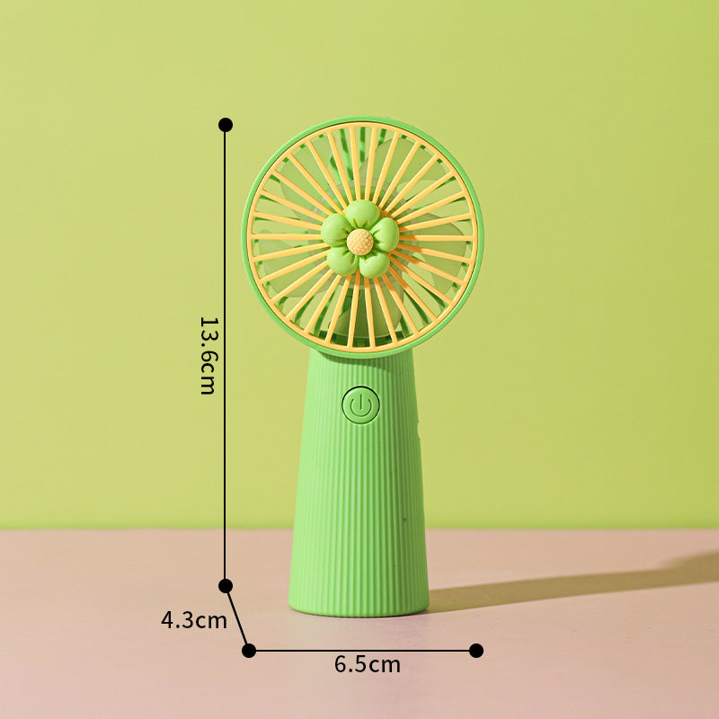 Women's Portable Mini Hand Fan with Floral Pattern Bowlift