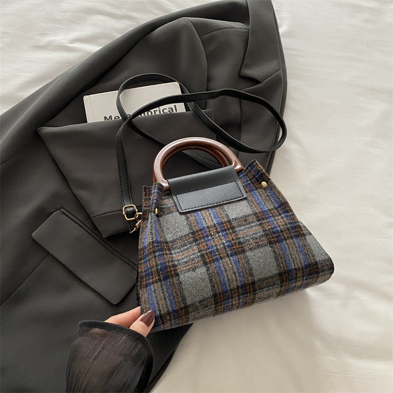 Plaid Structured Mini Handbag Bowlift