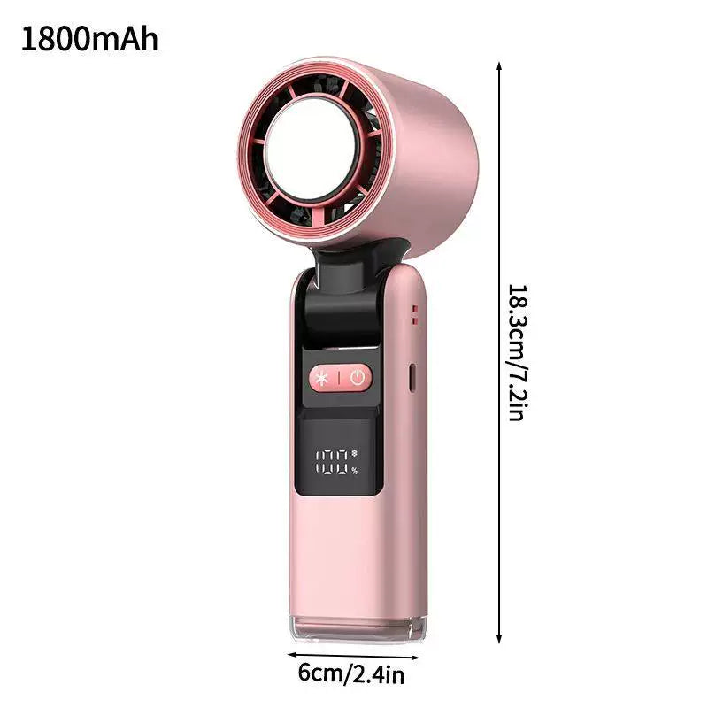 Unisex one size rechargeable portable bladeless-style mini fan with foldable head LED status indicator and high-capacity battery Bowlift