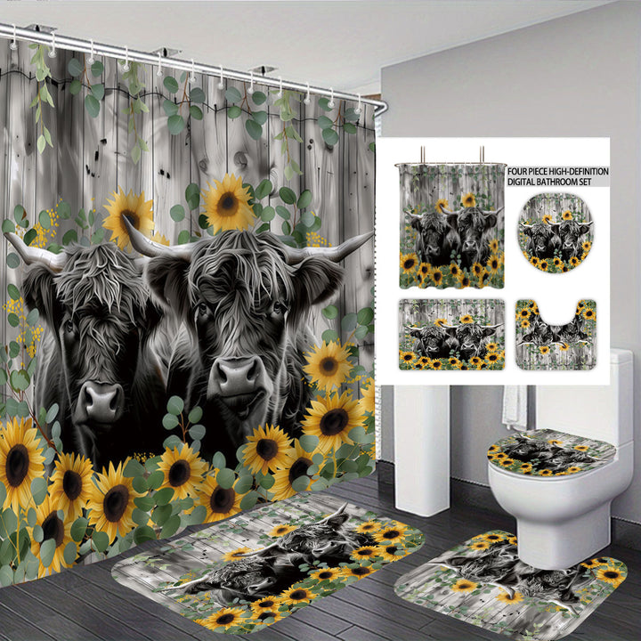 Digital Floral Print Bathroom Set Bowlift