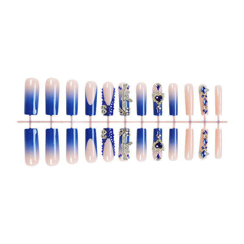 Acrylic nail set with elegant ombre design and sparkling embellishments Bowlift