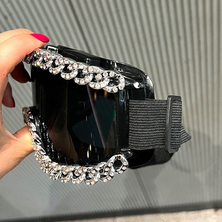 Women's fashionable ski goggles with rhinestone decorated frame Bowlift
