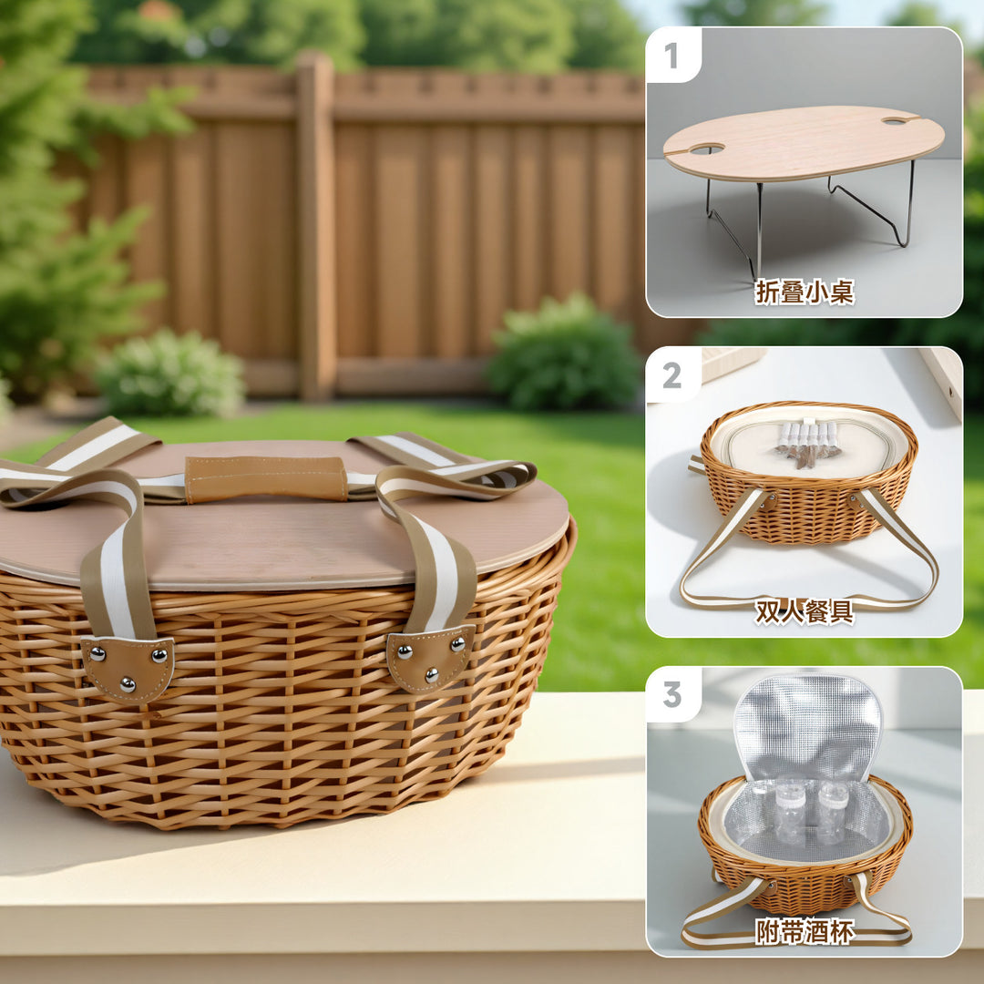 Women’s picnic basket with removable wooden lid and sturdy handles Bowlift