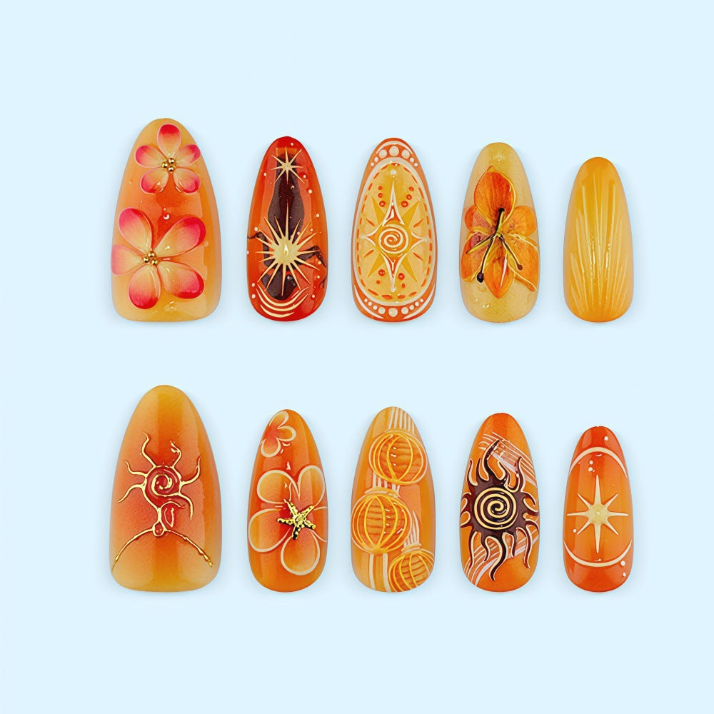 Artificial nails with elegant floral design Bowlift
