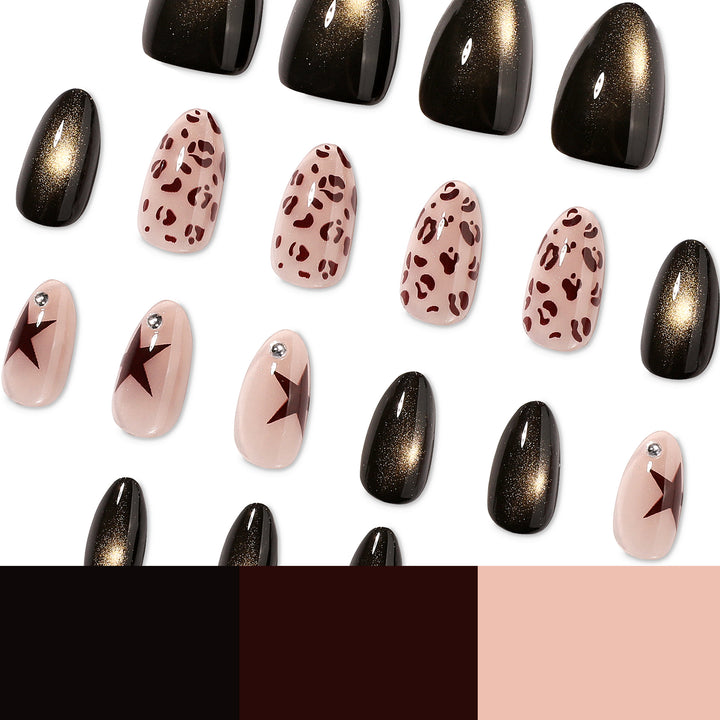 Artful Nail Extensions with Glamorous Leo Design Bowlift