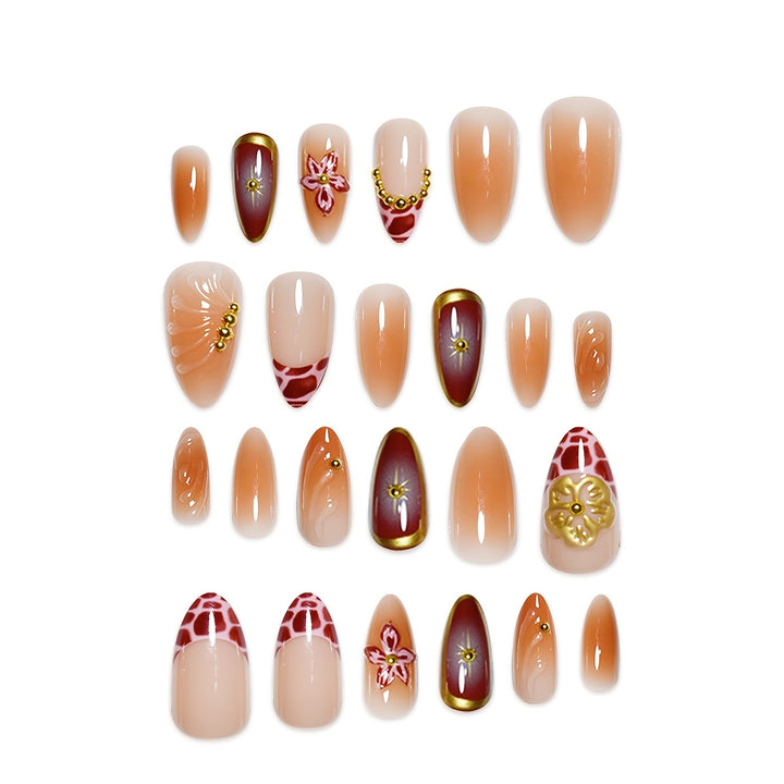 Artistic Stiletto Press-On Nails with Floral and Star Designs Bowlift