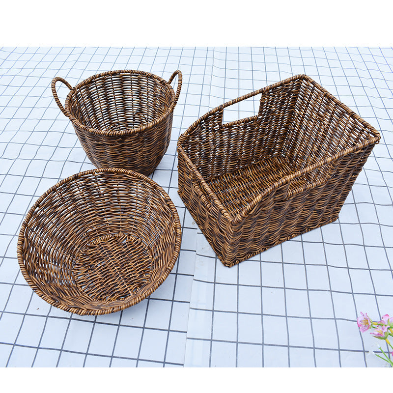 Artisan Woven Round Storage Basket Bowlift