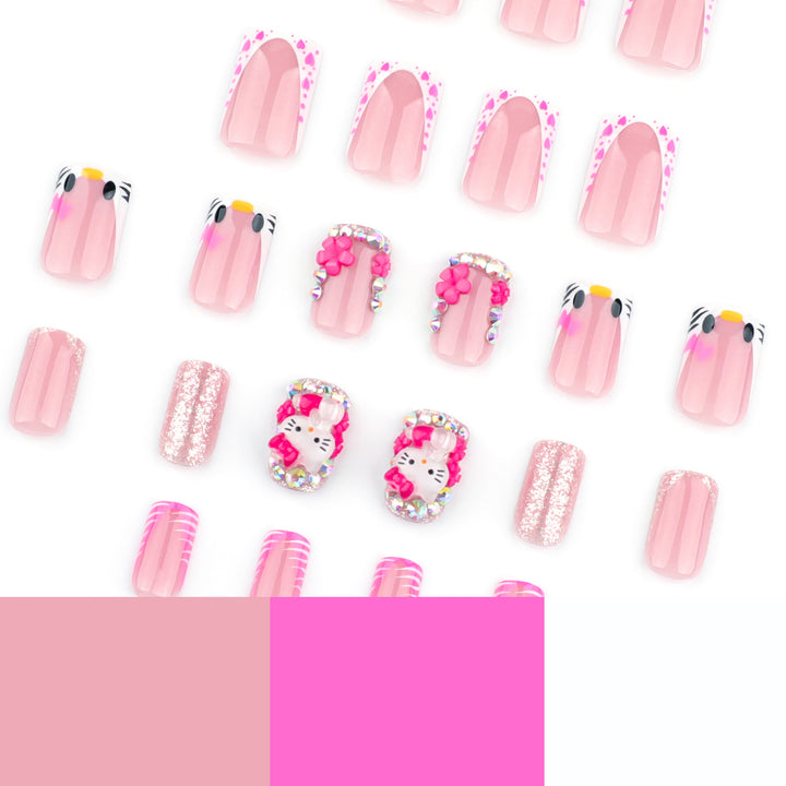Artistic Nail Art with Animal Motifs and Glitter Accents Bowlift