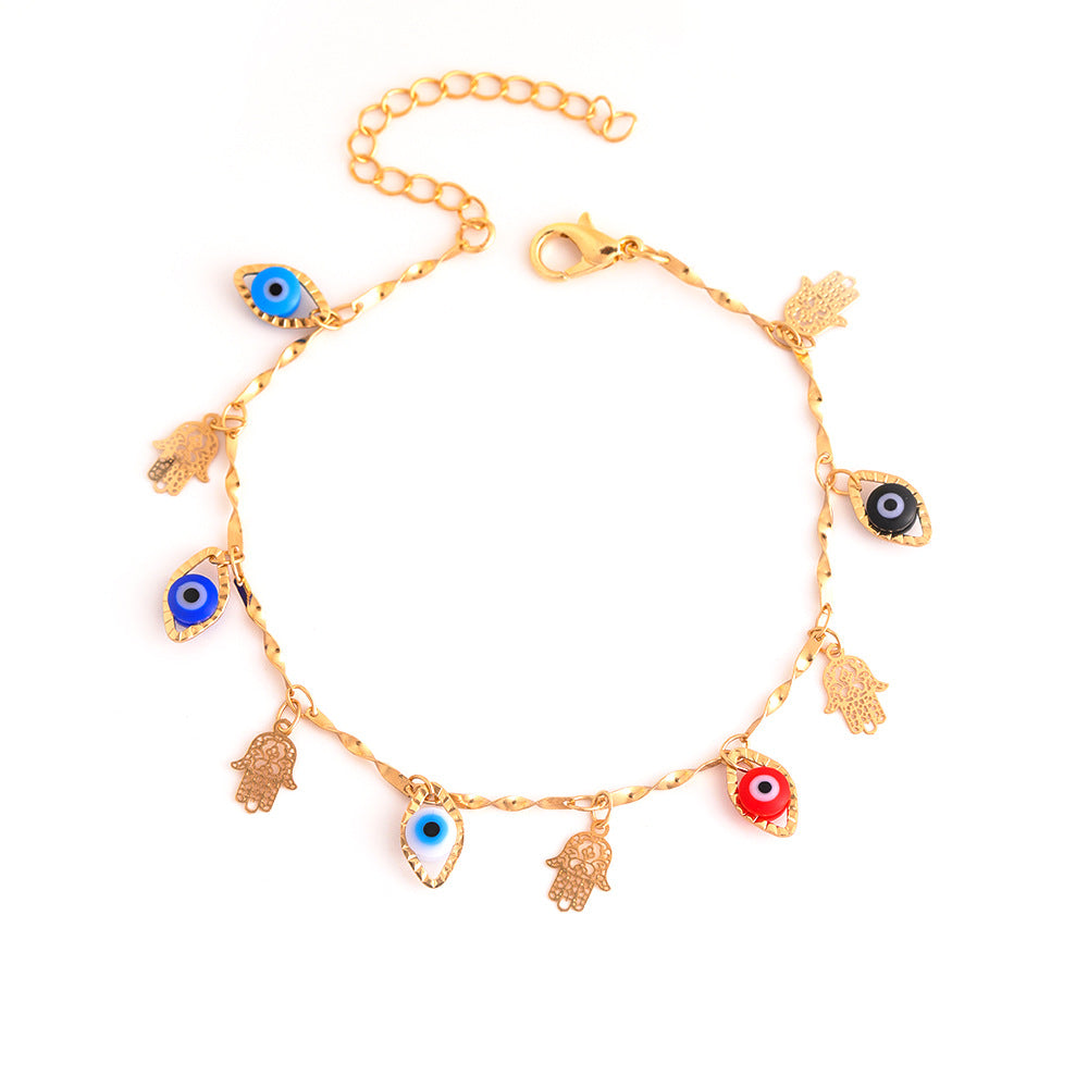 Decorative Evil Eye Charm Ankle Bracelet Bowlift