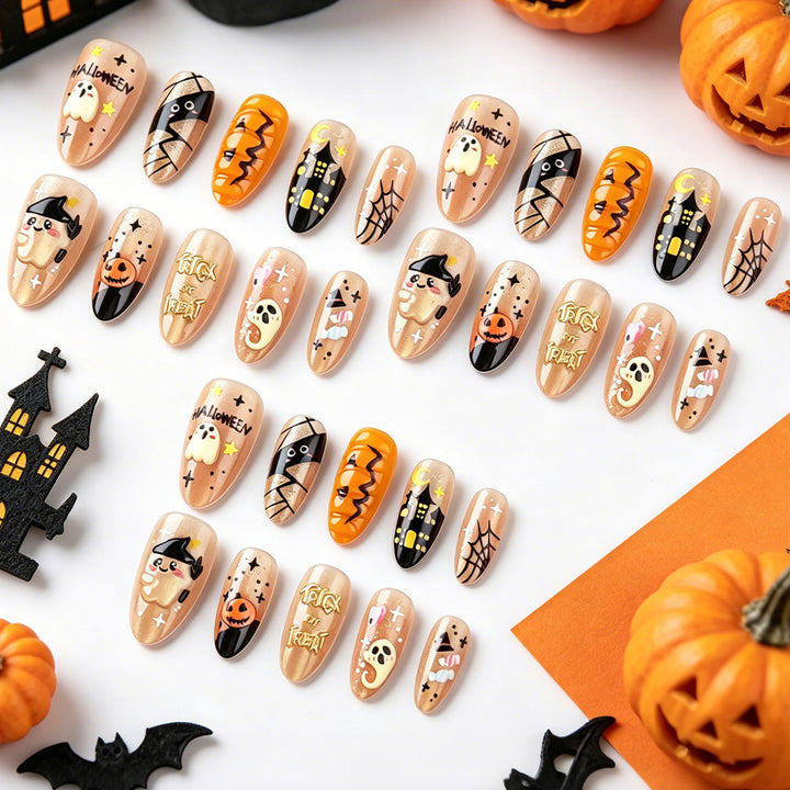 Halloween-Themed Press-On Nail Art Set Bowlift 1787543133
