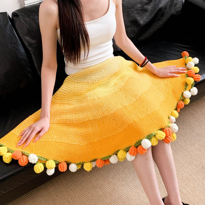 Elegant Handmade Flower Knitted Blanket Bowlift