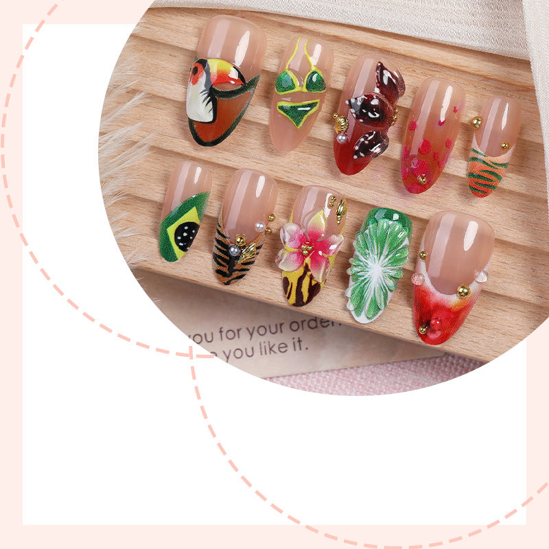 Artistic Tropical Press-On Nail Set Bowlift