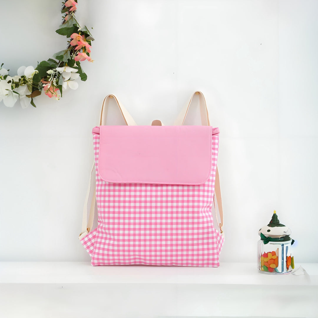 Checked pattern backpack Bowlift