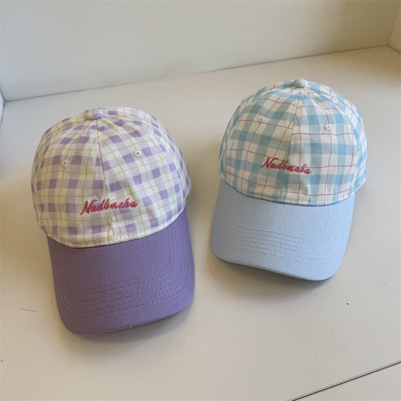 Women's Adjustable Plaid Baseball Cap Bowlift