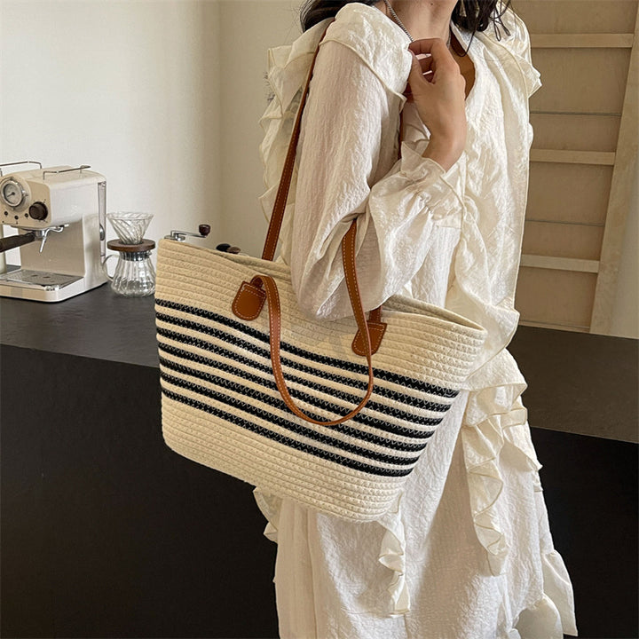 Stylish Striped Beach Tote Bowlift