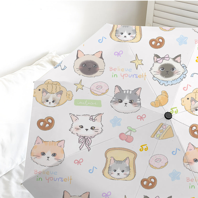 Women's umbrella with cute cat pattern Bowlift