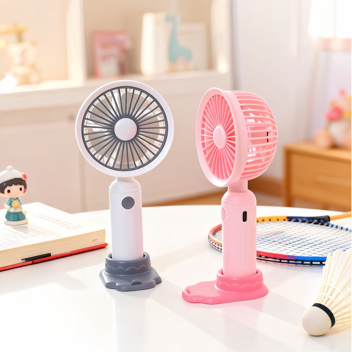 Ladies Portable Hand Fan with USB Charging Function and Flexible Stand Bowlift