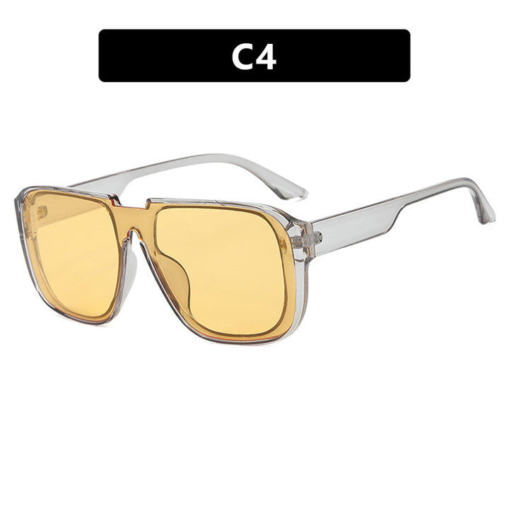 Ladies trendy square sunglasses with transparent green frame and protective UV filter Bowlift