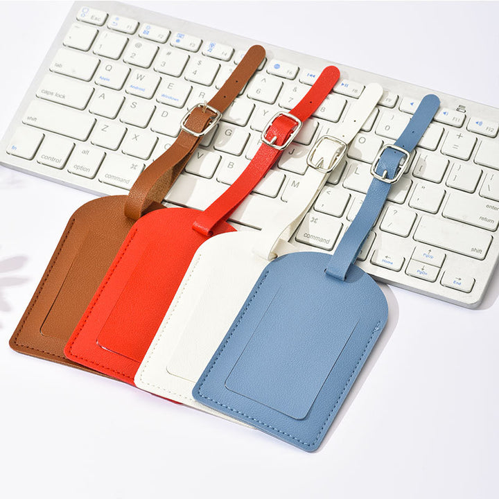 premium PU leather luggage tag with adjustable buckle strap Bowlift