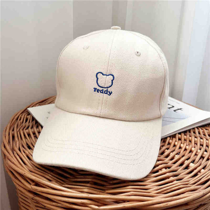 Women's Playful Teddy Bear Embroidered Baseball Cap Bowlift