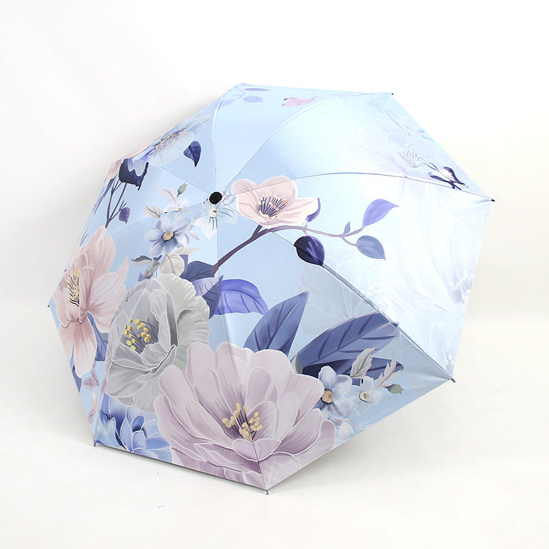 Ladies folding umbrella with artistic flower pattern Bowlift