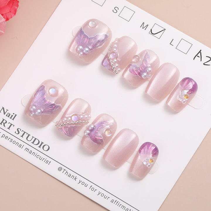 Artistic Press-On Nail Set Bowlift