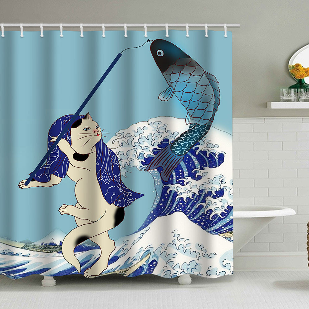 Artistic Dog Illustration Shower Curtain Bowlift