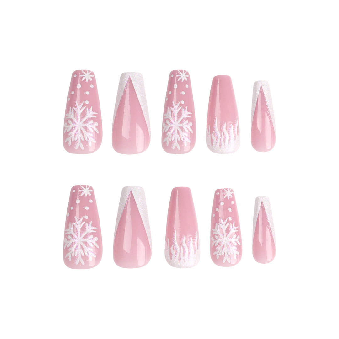 Artful Stiletto Nails with Snowflake Design Bowlift