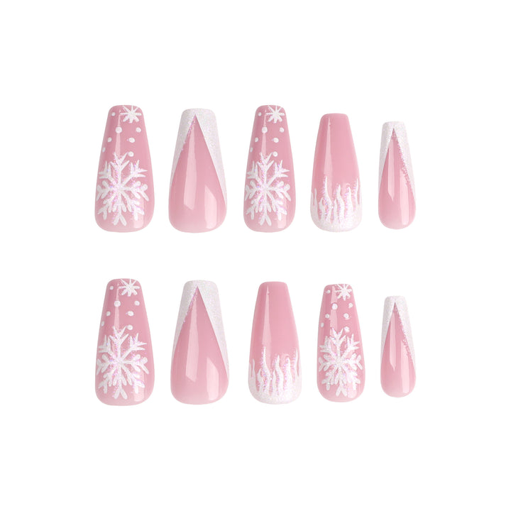 Artful Stiletto Nails with Snowflake Design Bowlift
