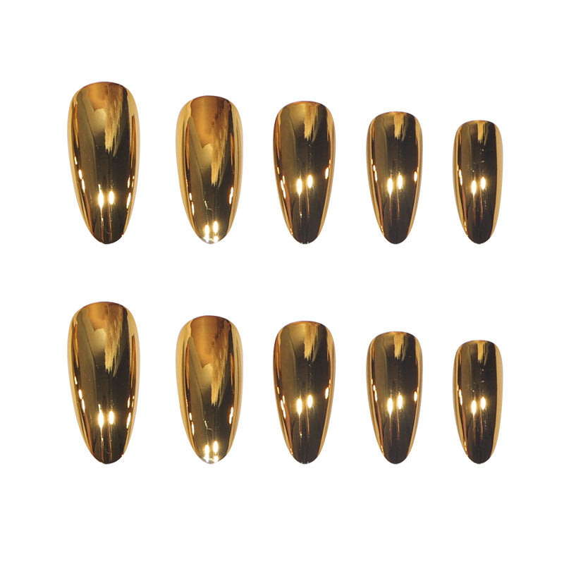Elegant Metallic Stiletto Press-On Nails Bowlift