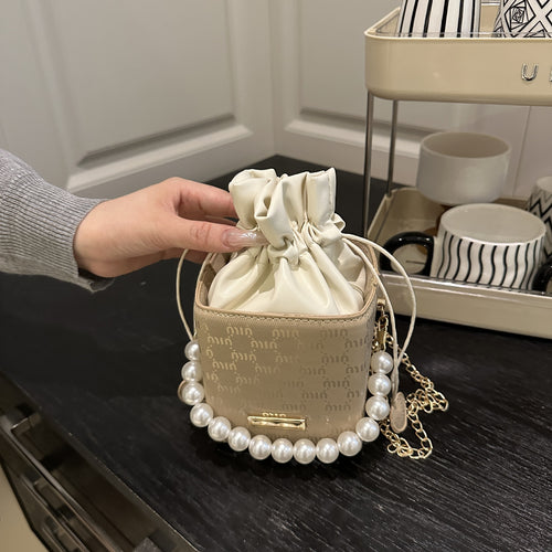 Elegant Pearl-Handled Mini Bucket Bag Bowlift