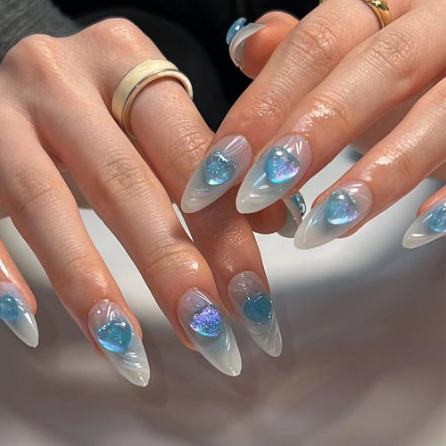 Artful Stiletto Nails with Heart Design Bowlift