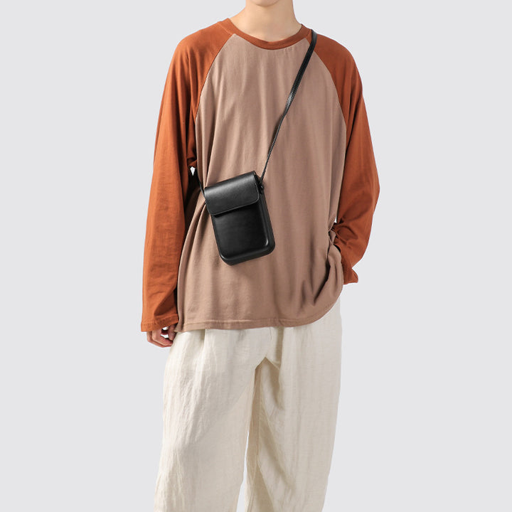Compact Leather Crossbody Pouch Bowlift