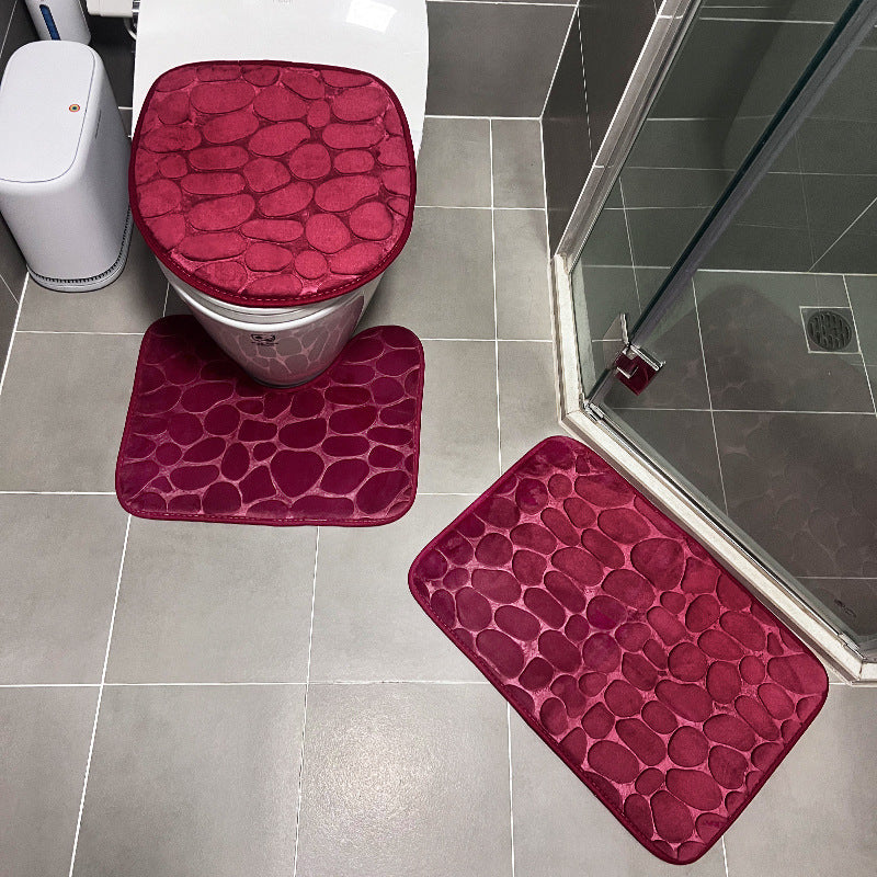 Stone Patterned Bathroom Mat Set