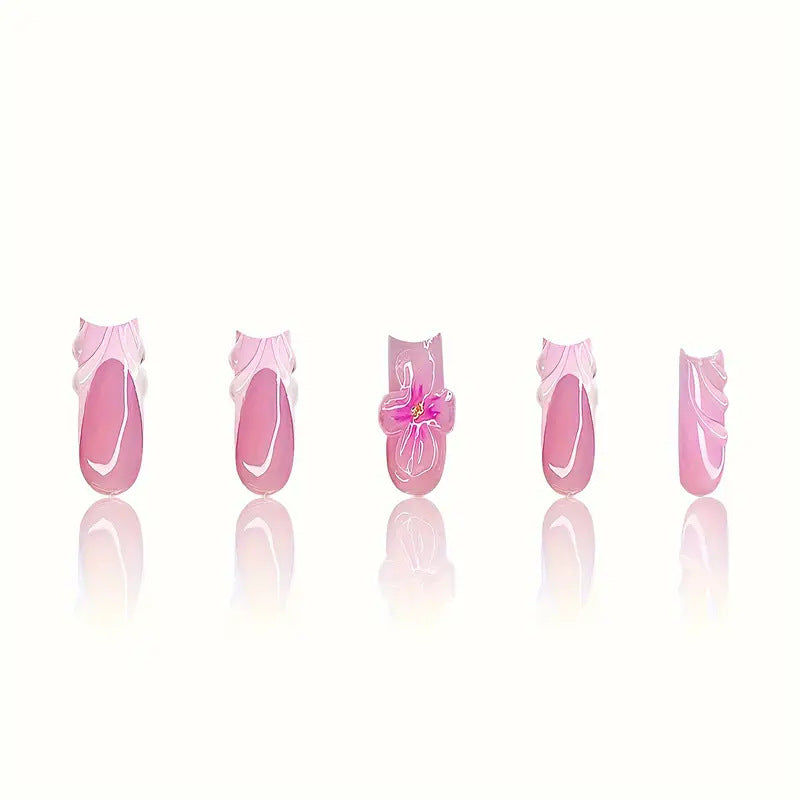 Decorative Floral Acrylic Nail Art Enhancements Bowlift