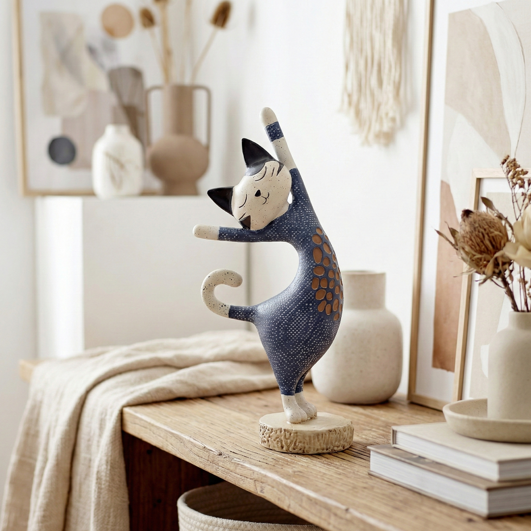 Artistic cat figurine in vibrant design Bowlift