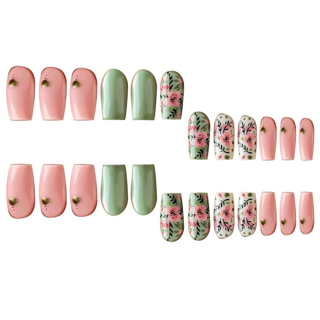 Botanical Floral Press-On Nail Art Bowlift