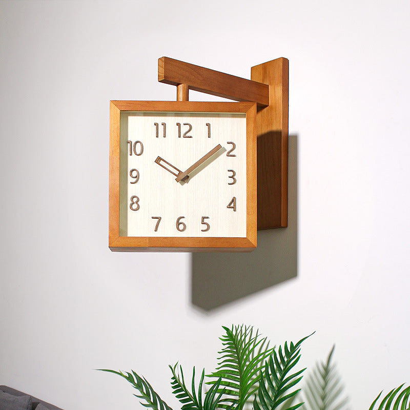 BowLift | Wall-Corner-Two-Sided Wood-Analog-Clock