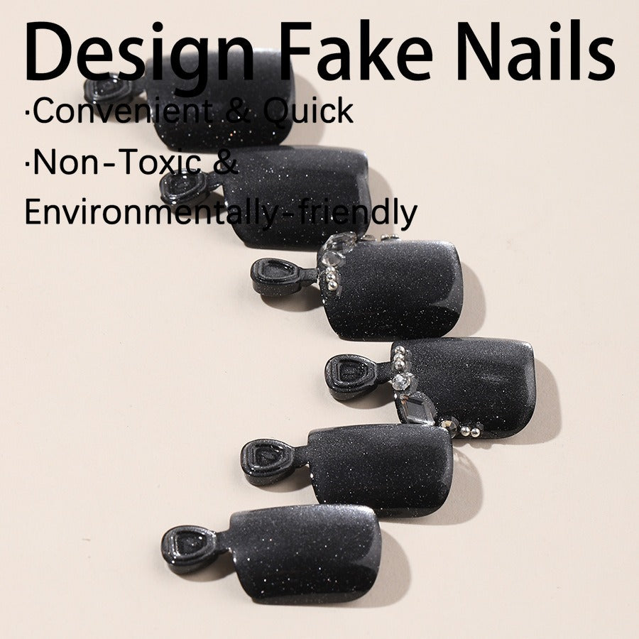 Artificial nail set with glossy surface and care accessories Bowlift