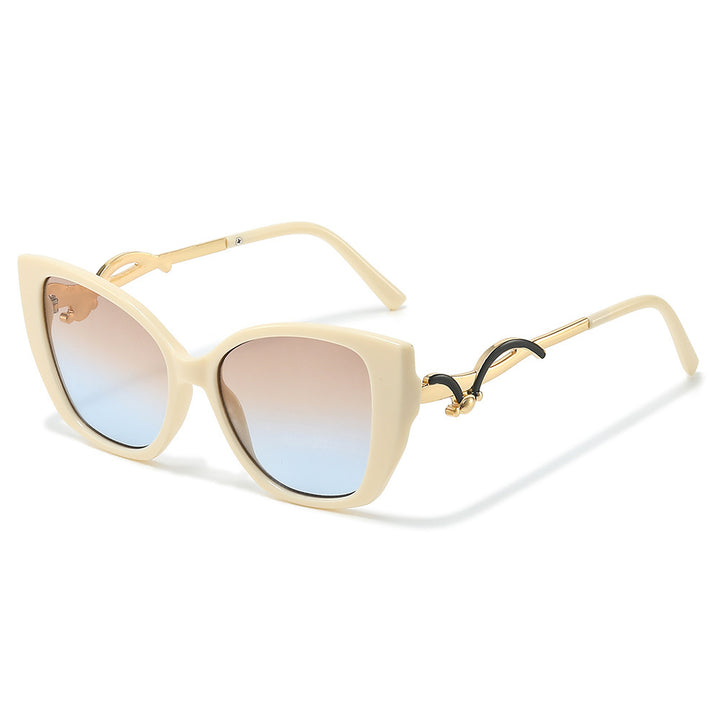 Oversized Geometric Cat-Eye Sunglasses with Gold Accents Bowlift