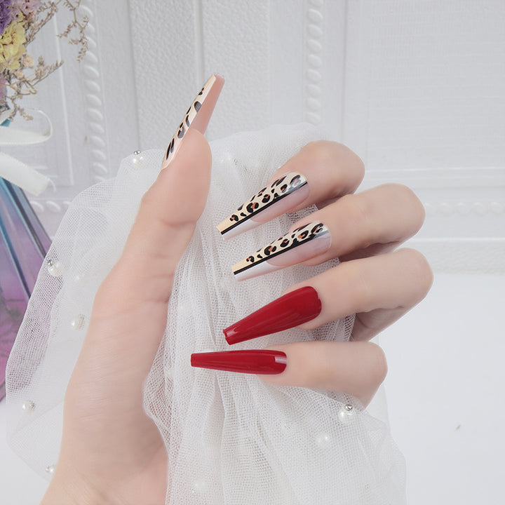 Leopard Print and Glossy Press-On Nail Set Bowlift