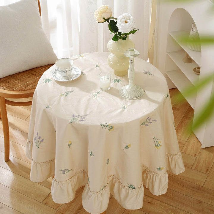 Elegant Floral Embroidered Tablecloth