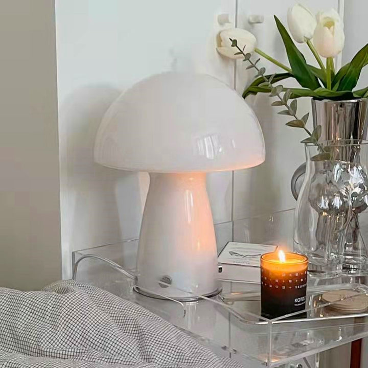 Artistic Glass Table Lamp with Elegant Mushroom Shade