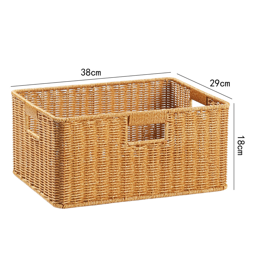 Handwoven Rectangular Storage Basket with Cut-Out Handles Bowlift