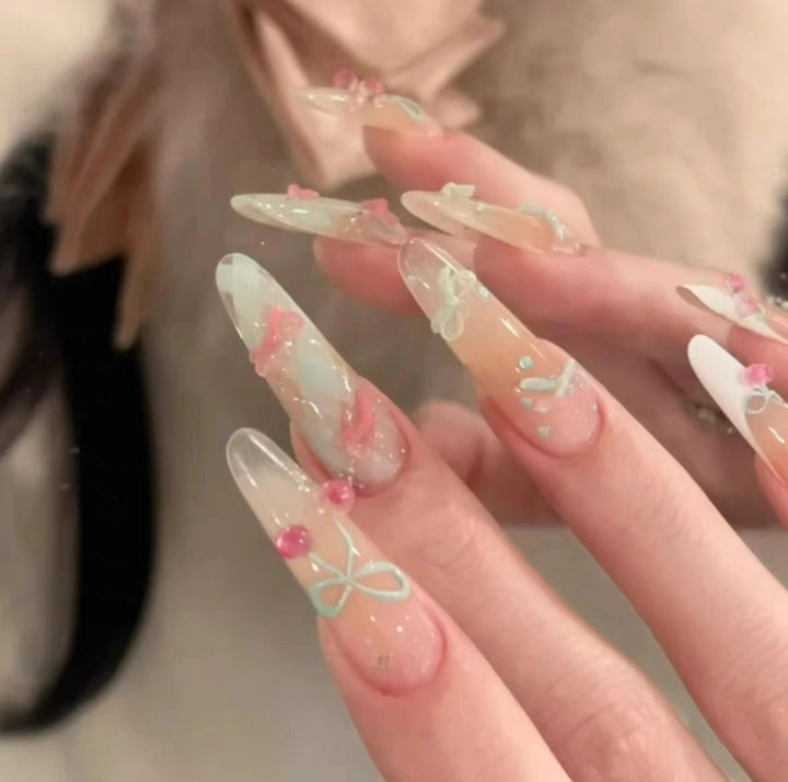 Cute Bear-Themed Press-On Nail Set Bowlift